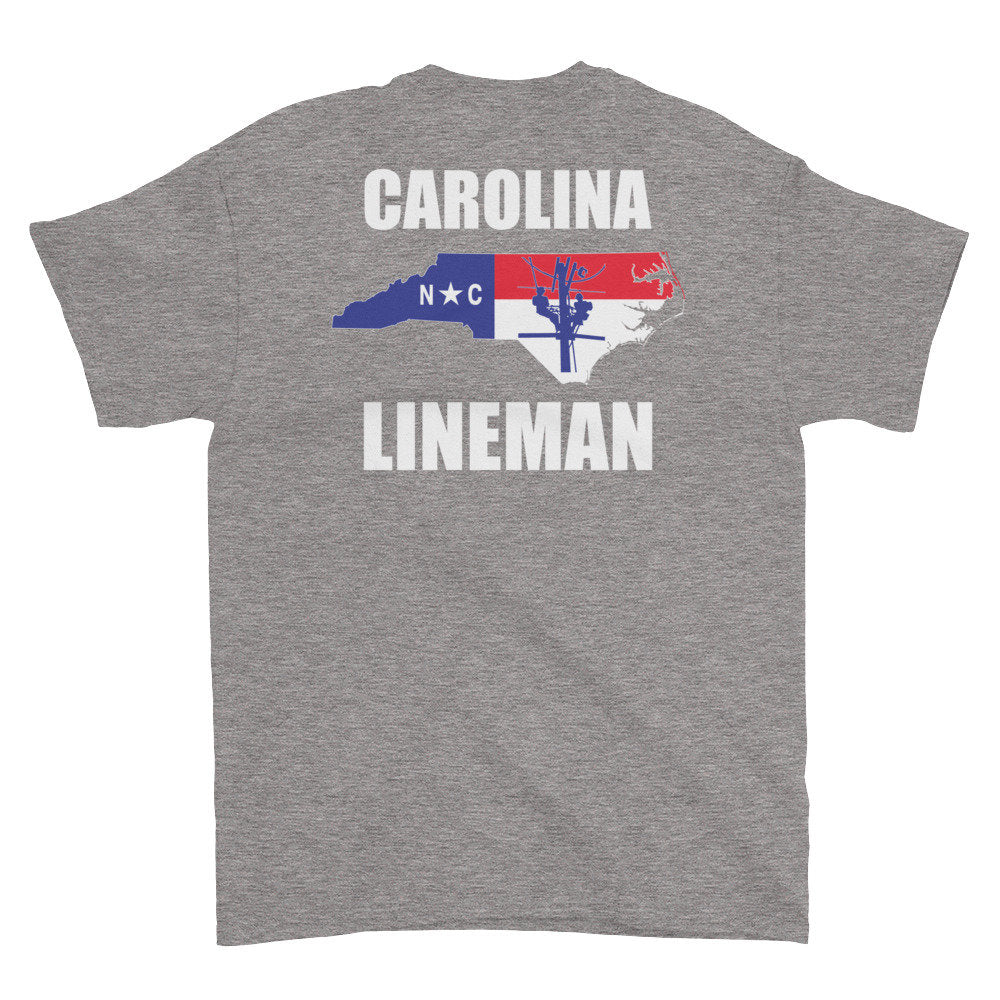 North Carolina Power Lineman State Outline Short Sleeve T-Shirt