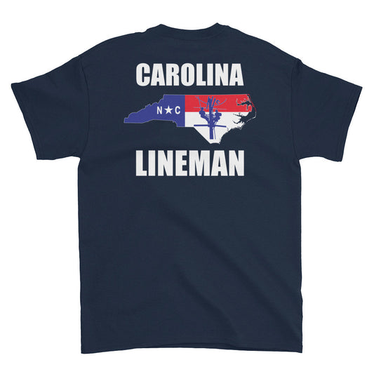 North Carolina Power Lineman State Outline Short Sleeve T-Shirt