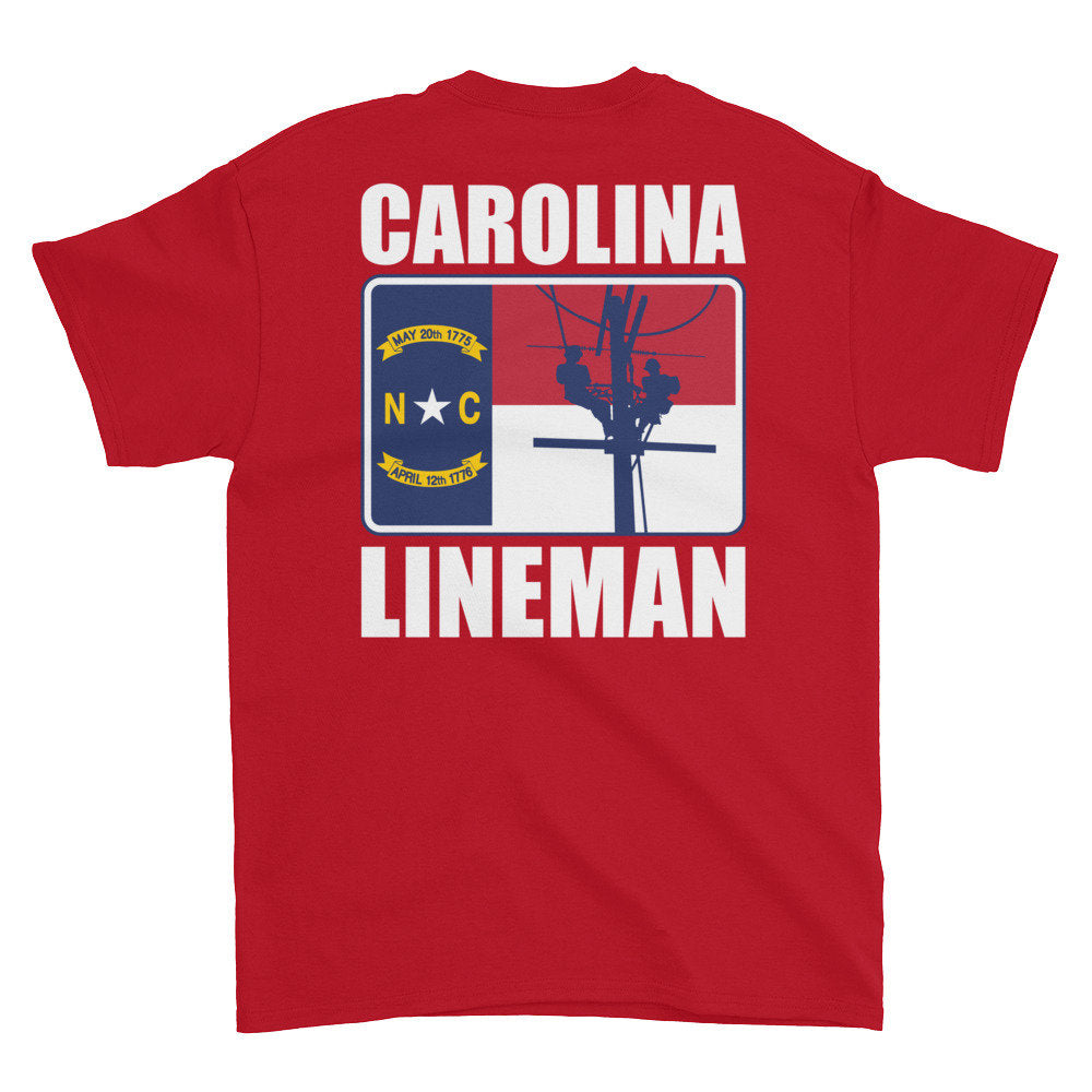 Carolina Lineman – NC Flag With Lineman Short Sleeve T-Shirt