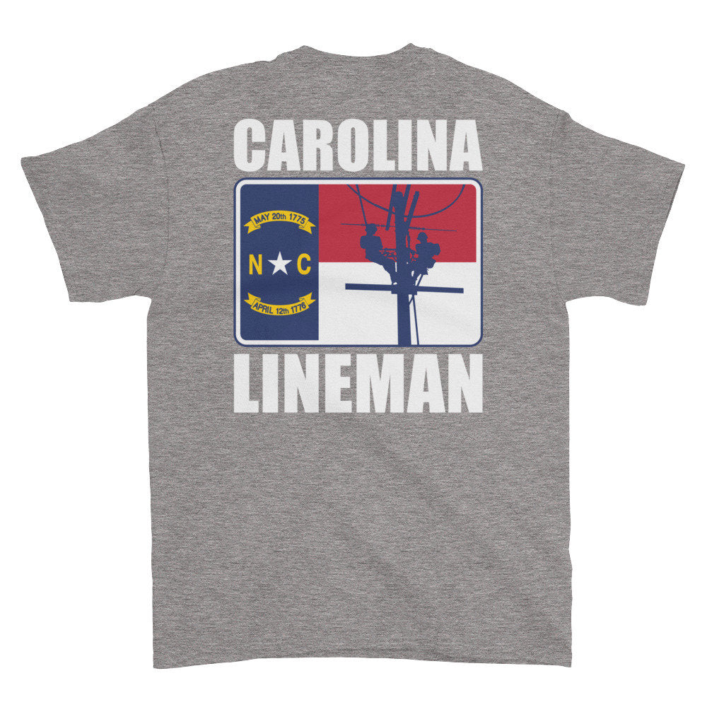 Carolina Lineman – NC Flag With Lineman Short Sleeve T-Shirt