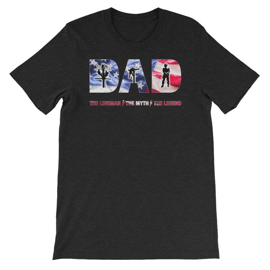 DAD – The Lineman, The Myth, The Legend With USA Flag Short Sleeve T-Shirt