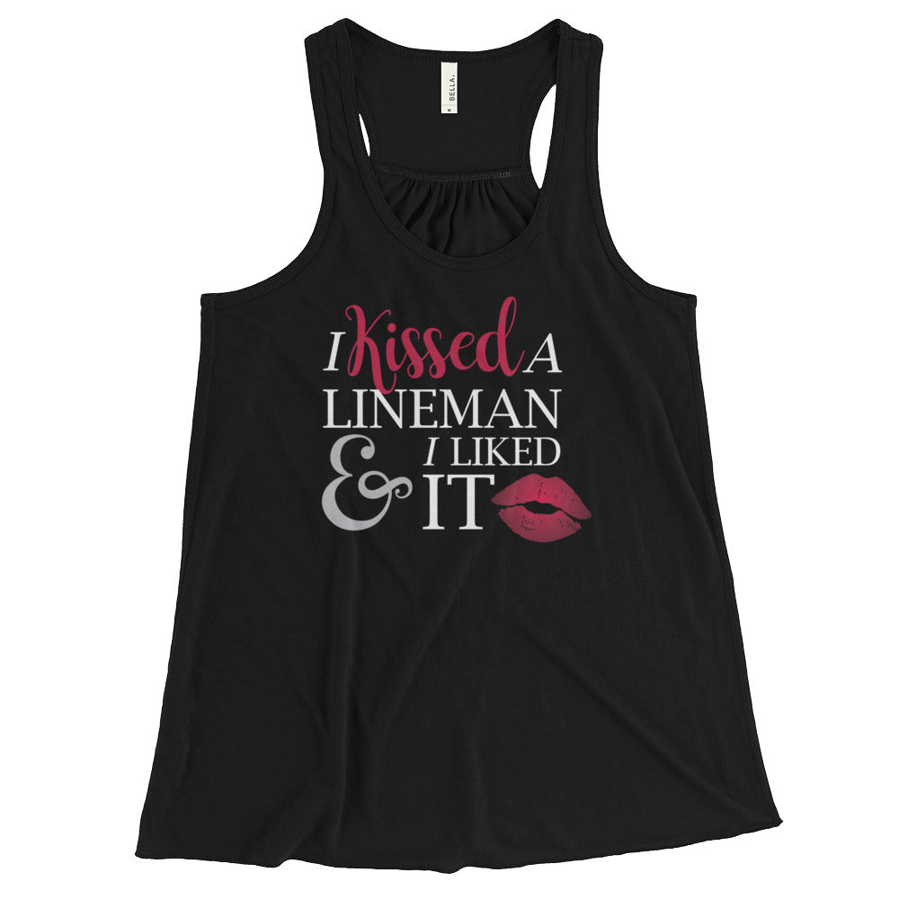 I Kissed A Lineman And I Liked It (Black) Women’s Racerback Tank