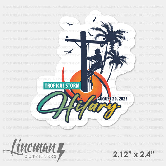 Tropical Storm Hilary 2023 Power Lineman Hard Hat Decals / Sticker