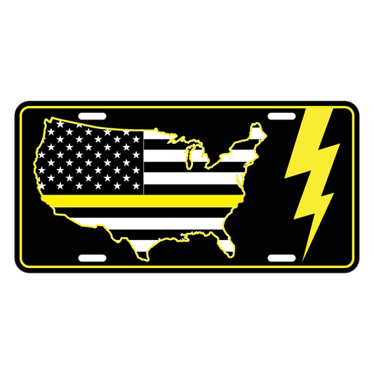 USA & LIGHTNING BOLT LICENSE PLATE