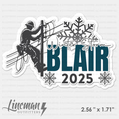 **Shipping Week of January 20 ** Winter Storm Blair 2025 Power Lineman Hard Hat Decal / Sticker