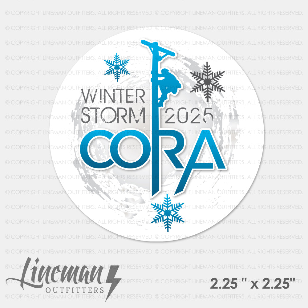 **Shipping Week of January 27 ** Winter Storm Cora 2025 Power Lineman Hard Hat Decal / Sticker