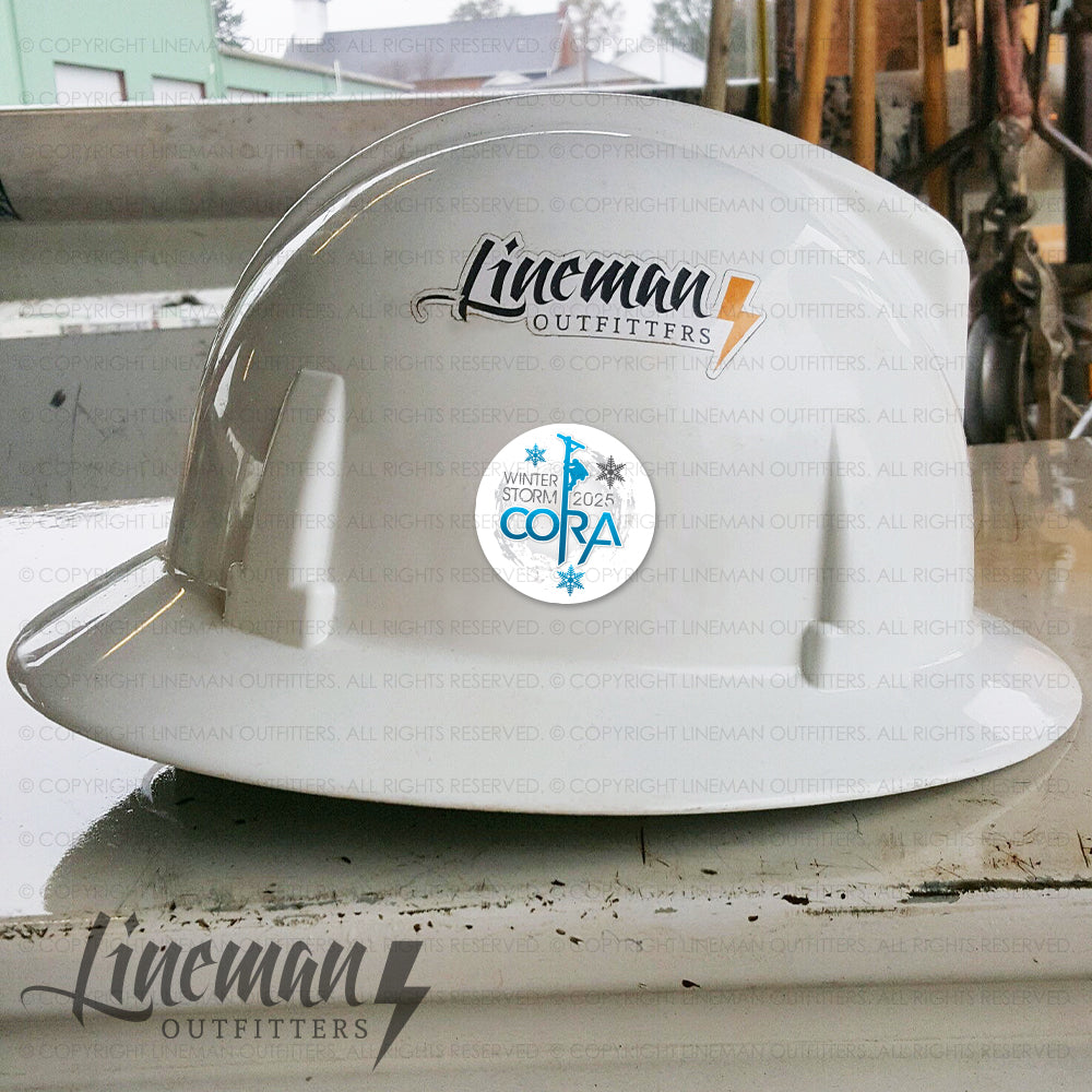 **Shipping Week of January 27 ** Winter Storm Cora 2025 Power Lineman Hard Hat Decal / Sticker