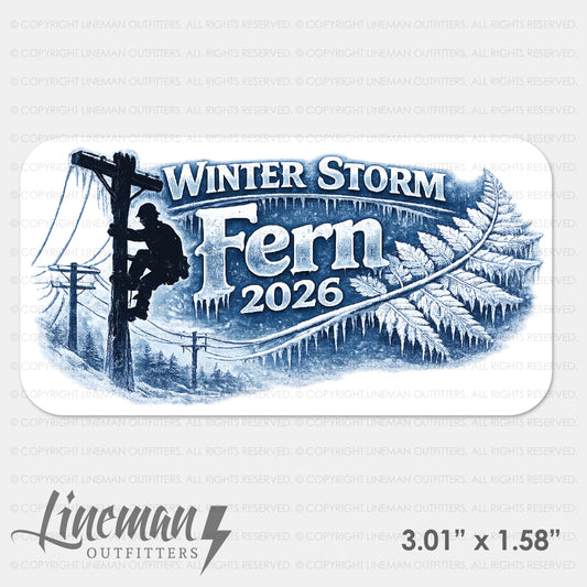 **Shipping Week of February 7 ** Winter Storm Fern 2026 Power Lineman Hard Hat Decal / Sticker
