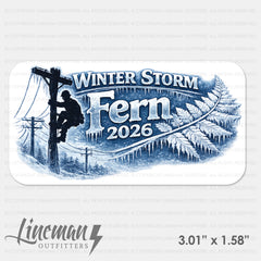 **Shipping Week of February 7 ** Winter Storm Fern 2026 Power Lineman Hard Hat Decal / Sticker